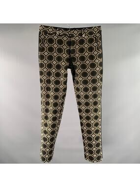 MR TURK Size 30 Black Gold Tan Geometric Polyester Blend Tuxedo Dress Pants
